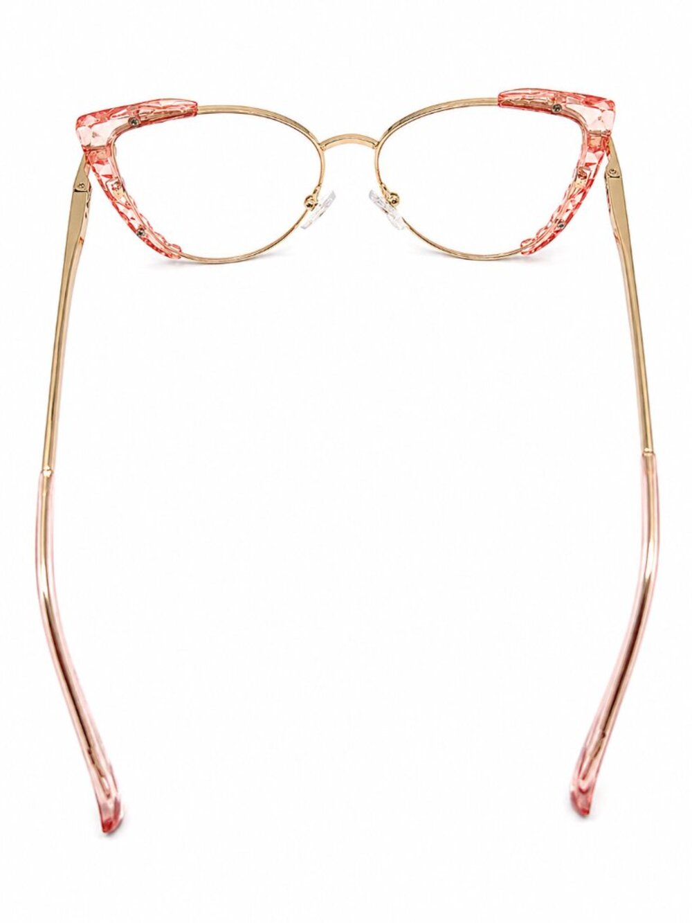 Pink Crystal Gold Cat Eye 54-16-143 Eyeglass Frames - Picture 6 of 9